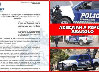 Secretaría de Seguridad y Paz condena el cobarde asesinat0 al elemento de FSPE en Abasolo.