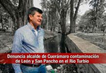 Denuncia alcalde de Cuerámaro contaminación de León y San Pancho en el Río Turbio