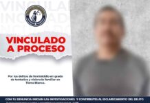SUJETO ES VINCULADO POR FEMINICIDIO EN GRADO DE TENTATIVA Y VIOLENCIA FAMILIAR EN TIERRA BLANCA
